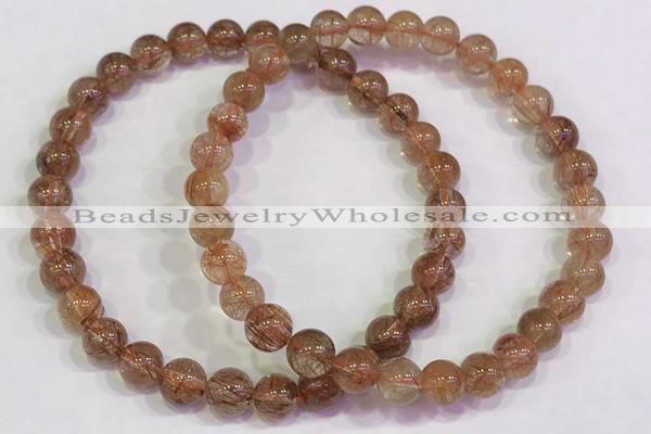 CGB4612 6mm - 7mm round golden rutilated quartz beaded bracelets