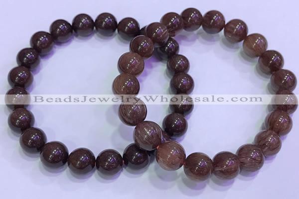 CGB4646 9mm - 10mm round red rutilated quartz beaded bracelets