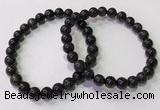 CGB4651 7mm - 8mm round black rutilated quartz beaded bracelets