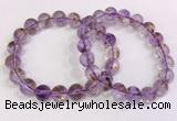 CGB4668 10mm - 11mm round purple phantom quartz beaded bracelets