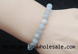 CGB5005 6mm, 8mm round aquamarine beads stretchy bracelets