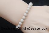 CGB5037 6mm, 8mm round white fossil jasper beads stretchy bracelets