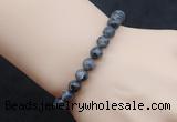 CGB5057 6mm, 8mm round black labradorite beads stretchy bracelets