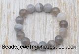 CGB5332 10mm, 12mm round grey banded agate beads stretchy bracelets