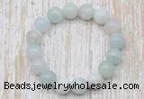 CGB5333 10mm, 12mm round sea blue banded agate beads stretchy bracelets