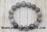 CGB5349 10mm, 12mm round silver needle agate beads stretchy bracelets