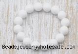 CGB5358 10mm, 12mm round white candy jade beads stretchy bracelets