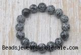 CGB5391 10mm, 12mm round snowflake obsidian beads stretchy bracelets