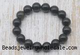 CGB5392 10mm, 12mm round black obsidian beads stretchy bracelets