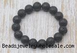 CGB5393 10mm, 12mm round black lava beads stretchy bracelets