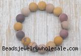 CGB5507 10mm, 12mm round matte mookaite beads stretchy bracelets