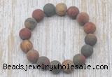 CGB5512 10mm, 12mm round matte picasso jasper beads stretchy bracelets