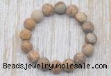 CGB5516 10mm, 12mm round matte picture jasper beads stretchy bracelets