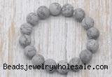 CGB5517 10mm, 12mm round matte grey picture jasper beads stretchy bracelets