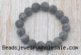 CGB5520 10mm, 12mm round matte black labradorite beads stretchy bracelets