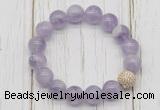 CGB5656 10mm, 12mm lavender amethyst beads with zircon ball charm bracelets