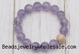 CGB5657 10mm, 12mm light amethyst beads with zircon ball charm bracelets