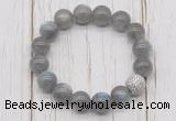 CGB5663 10mm, 12mm labradorite beads with zircon ball charm bracelets