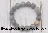 CGB5664 10mm, 12mm faceted labradorite beads with zircon ball charm bracelets