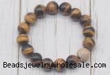 CGB5673 10mm, 12mm yellow tiger eye beads with zircon ball charm bracelets