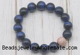 CGB5676 10mm, 12mm blue tiger eye beads with zircon ball charm bracelets