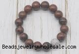 CGB5679 10mm, 12mm mahogany obsidian beads with zircon ball charm bracelets