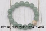 CGB5686 10mm, 12mm green aventurine beads with zircon ball charm bracelets