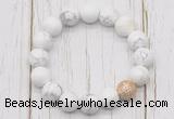 CGB5690 10mm, 12mm white howlite beads with zircon ball charm bracelets