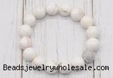 CGB5691 10mm, 12mm white howlite turquoise beads with zircon ball charm bracelets