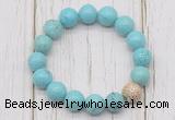 CGB5692 10mm, 12mm blue howlite turquoise beads with zircon ball charm bracelets