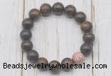 CGB5696 10mm, 12mm bronzite beads with zircon ball charm bracelets