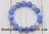 CGB5704 10mm, 12mm blue banded agate beads with zircon ball charm bracelets