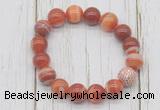 CGB5706 10mm, 12mm red banded agate beads with zircon ball charm bracelets