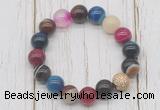 CGB5709 10mm, 12mm colorful banded agate beads with zircon ball charm bracelets