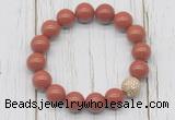 CGB5732 10mm, 12mm red jasper beads with zircon ball charm bracelets