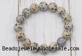 CGB5736 10mm, 12mm dalmatian jasper beads with zircon ball charm bracelets