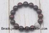 CGB5739 10mm, 12mm brecciated jasper beads with zircon ball charm bracelets