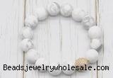 CGB5800 10mm, 12mm matte white howlite beads with zircon ball charm bracelets