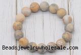 CGB5804 10mm, 12mm matte yellow crazy lace agate beads with zircon ball charm bracelets