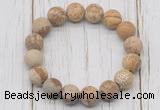 CGB5816 10mm, 12mm matte picture jasper beads with zircon ball charm bracelets