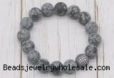 CGB5819 10mm, 12mm matte snowflake obsidian beads with zircon ball charm bracelets