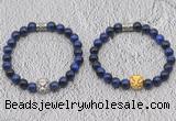 CGB6034 8mm round blue tiger eye bracelet with lion head for men