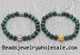 CGB6037 8mm round green tiger eye bracelet with lion head for men