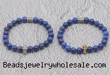 CGB6045 8mm round lapis lazuli bracelet with skull for men