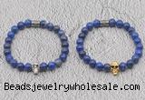 CGB6046 8mm round lapis lazuli bracelet with skull for men