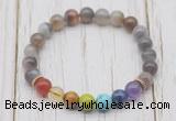 CGB6204 8mm Botswana agate 7 chakra beaded mala stretchy bracelets