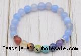 CGB6206 8mm blue banded agate 7 chakra beaded mala stretchy bracelets