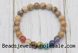 CGB6233 8mm picture jasper 7 chakra beaded mala stretchy bracelets