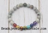 CGB6241 8mm greeting pine jasper 7 chakra beaded mala stretchy bracelets