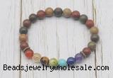 CGB6243 8mm picasso jasper 7 chakra beaded mala stretchy bracelets